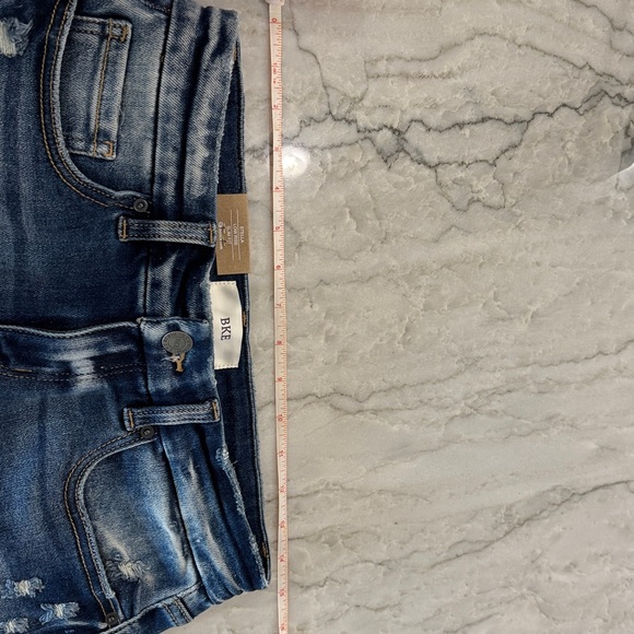 BKE Dark Blue Frayed Jean Shorts - Picture 5 of 7